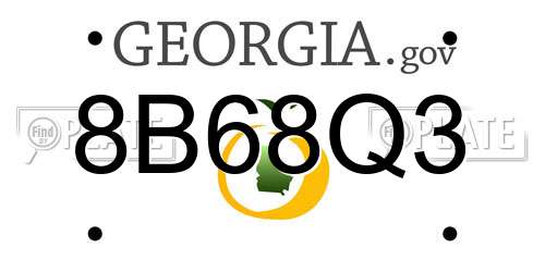 8B68Q3 Georgia License Plate