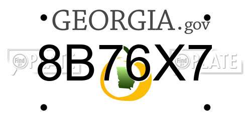 8B76X7 Georgia License Plate