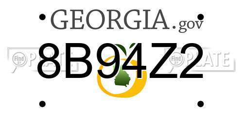 8B94Z2 Georgia License Plate