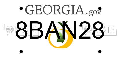 8BAN28 Georgia License Plate