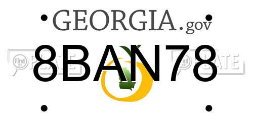 8BAN78 Georgia License Plate