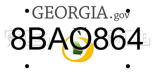 8BAO864 Georgia License Plate