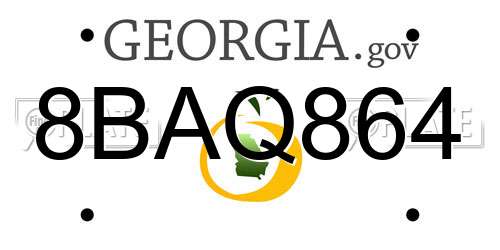 8BAQ864 Georgia License Plate