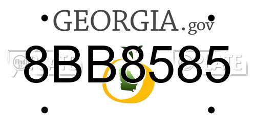 8BB8585 Georgia License Plate