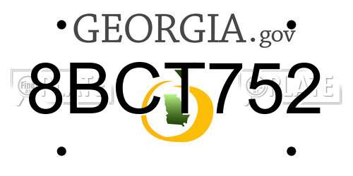 8BCT752 Georgia License Plate