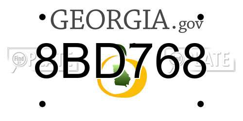 8BD768 Georgia License Plate