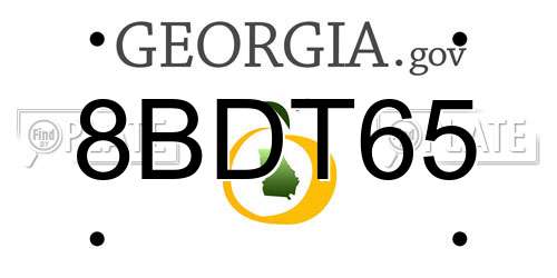 8BDT65 Georgia License Plate
