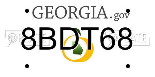 8BDT68 Georgia License Plate