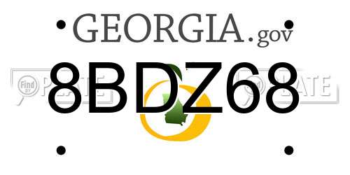 8BDZ68 Georgia License Plate