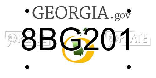 8BG201 Georgia License Plate