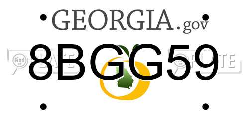 8BGG59 Georgia License Plate