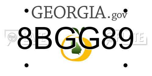 8BGG89 Georgia License Plate