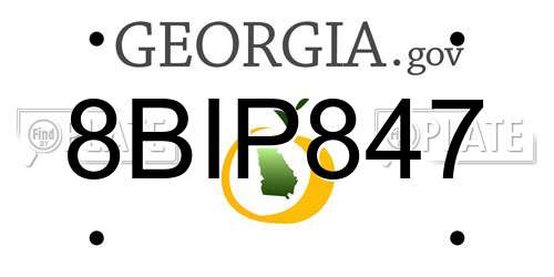 8BIP847 Georgia License Plate