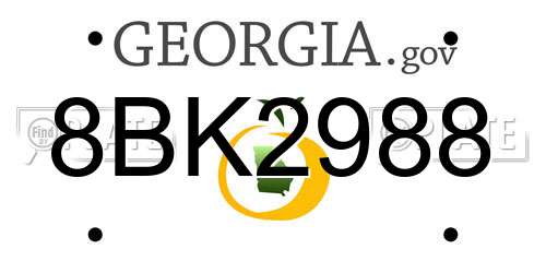 8BK2988 Georgia License Plate