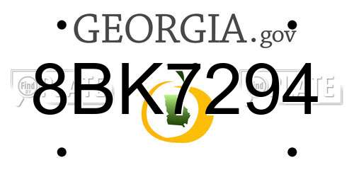 8BK7294 Georgia License Plate