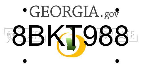 8BKT988 Georgia License Plate