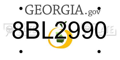 8BL2990 Georgia License Plate