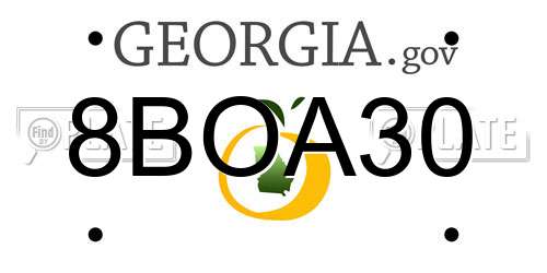 8BOA30 Georgia License Plate