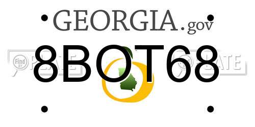 8BOT68 Georgia License Plate