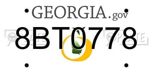 8BT0778 Georgia License Plate