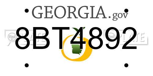 8BT4892 Georgia License Plate