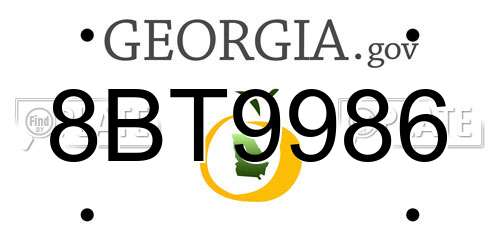 8BT9986 Georgia License Plate
