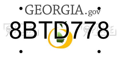 8BTD778 Georgia License Plate