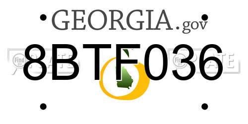 8BTF036 Georgia License Plate