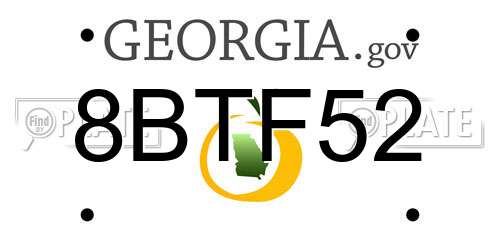 8BTF52 Georgia License Plate