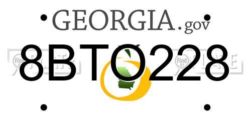 8BTO228 Georgia License Plate