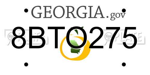 8BTO275 Georgia License Plate