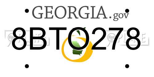 8BTO278 Georgia License Plate