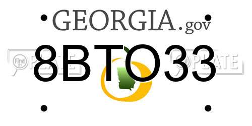 8BTO33 Georgia License Plate