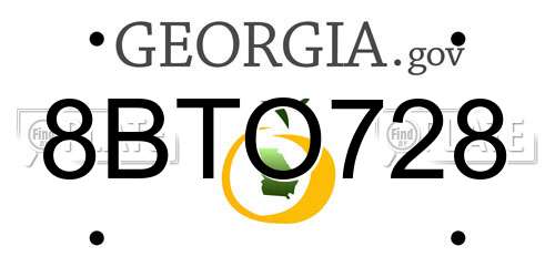 8BTO728 Georgia License Plate