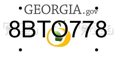 8BTO778 Georgia License Plate