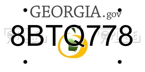8BTQ778 Georgia License Plate