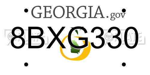 8BXG330 Georgia License Plate