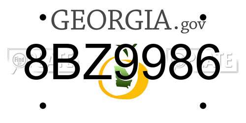 8BZ9986 Georgia License Plate
