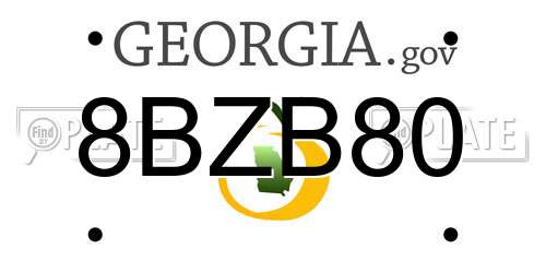 8BZB80 Georgia License Plate