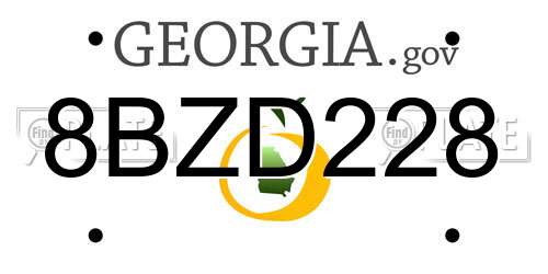 8BZD228 Georgia License Plate
