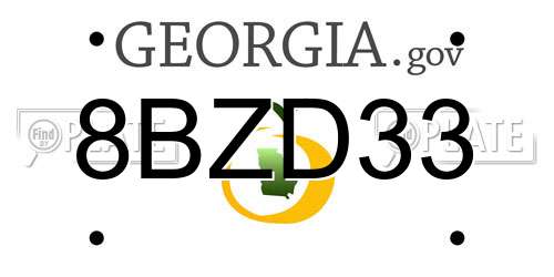 8BZD33 Georgia License Plate