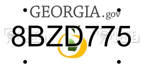 8BZD775 Georgia License Plate