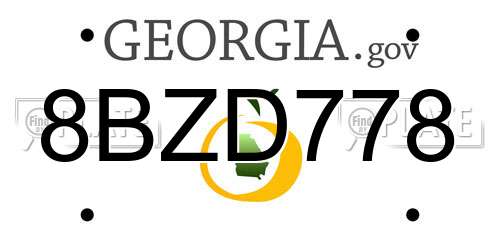 8BZD778 Georgia License Plate
