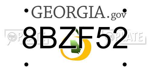8BZF52 Georgia License Plate