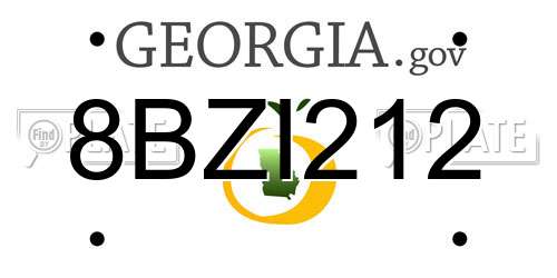 8BZI212 Georgia License Plate
