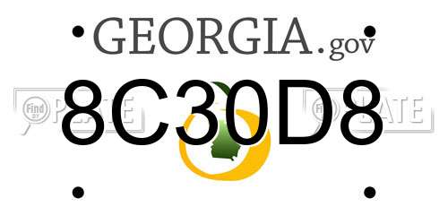 8C30D8 Georgia License Plate