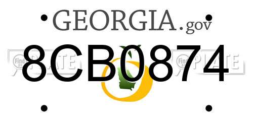 8CB0874 Georgia License Plate