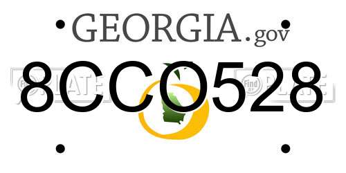 8CCO528 Georgia License Plate