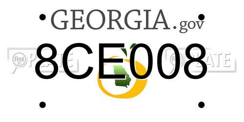 8CE008 Georgia License Plate