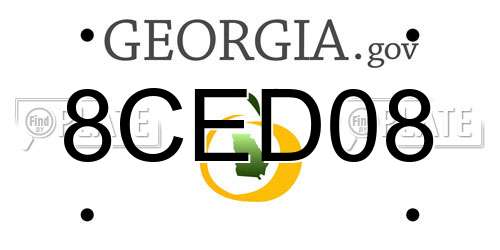 8CED08 Georgia License Plate